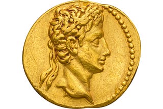 Gold aureus with Emperor Augustus on it.