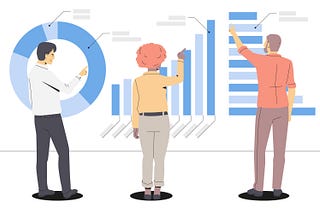 Hand drawn flat design gathering data in business concept