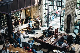 Aerial view of coffee shop