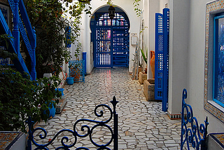 Lovely courtyard in Sidi Bou Said, Tunisia