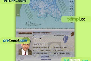 Ireland passport PSD download template