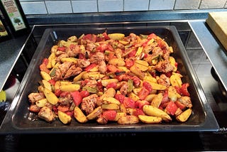Potatoes and Chicken From the Tray