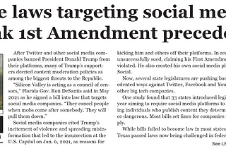 State laws targeting social media break First Amendment precedents