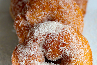 three doughnuts, sugared