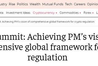 G20 Summit: Achieving PM’s vision of comprehensive global framework for crypto regulation