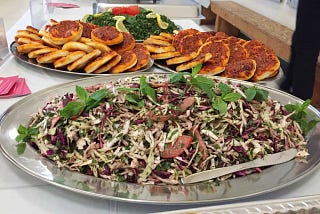 Some of the offerings at Tayybeh, a dinner catered by Syrian refugees to Canada.