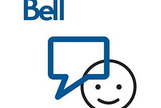 Bell Service provider Logo located on the top left hand corner of the photo with a square caption bubble on top of a smiley