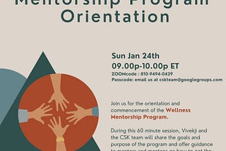 Orientation: Wellness Mentorship Program