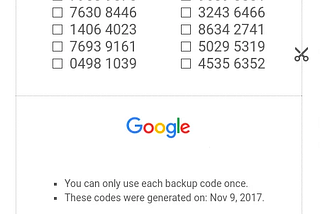example 2FA backup codes