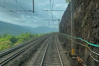 railway track from Pune to Mumbai — shot from vistadome coach of Deccan Queen