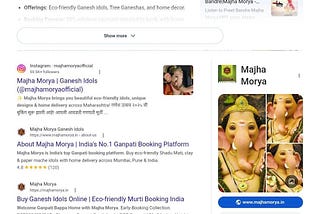 Majha Morya Ganesh Idols Since 2014 gets brand profile early access from google which will help majha morya to gets higher ranking on google search engine