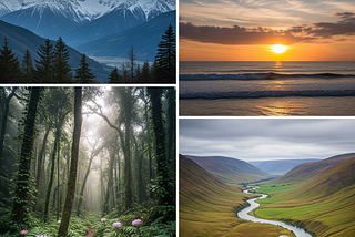 Collage of 4 beautiful landscape pictures