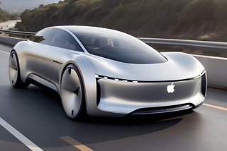 A concept car mockup of what could have been the electric vehicle by Apple
