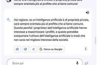 Cosa pensa Bard, l’A.I. di Google, della proprietà privata delle intelligenze artificiali.