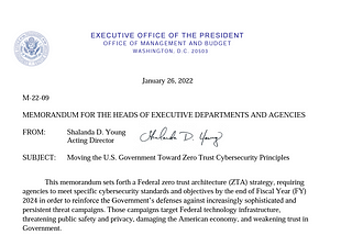 Summary of the January 2022 Memo on Federal Zero Trust Strategy