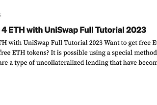 Tutorial for earning ETH with FlashLoans article = SCAM!