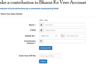 How do I contribute to India Soldiers via Bharat Ke Veer Initiative ?