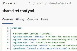 How to configure and use a Yaml reference file in Azure DevOps.