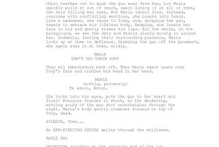 Here is the original last page of the script of West Side Story with the intended ending the…
