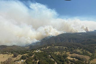 The Rumba Dump fire, 12 November. Taken from the air by NSW RFS observer