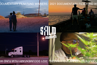 A collage of still images from the films that won the Documentary Film Fund Grant