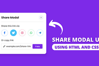 Popup Share Modal UI Design using HTML CSS & JavaScript