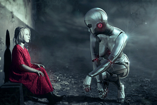 AI with Human sitting at place and conversations