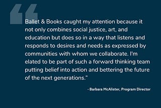 Introducing Barbara | Program Director at Ballet & Books