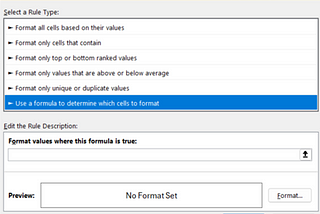 Excel — Conditional formatting with formulas