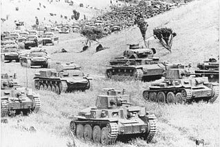 German Panzer tanks in World War II during the German blitzkrieg of France
