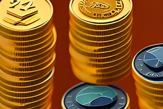 Gold Coins Stacked in piles, represents Cryptocurrency