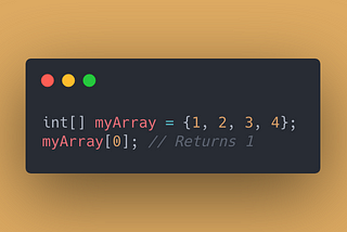 Java code showing an array