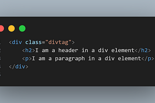 Snippet of a div tag with other elements contained