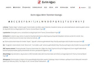 Evrim Ağacı Bilim Terimleri Sözlüğü Yenilendi!