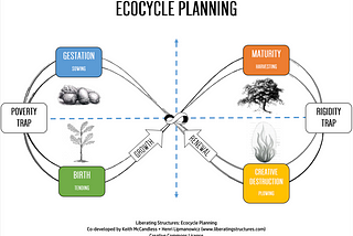 ecocycle planning — from birth to maturity, creative destruction, gestation, and back to birth