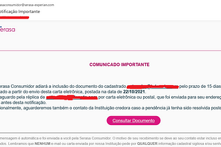 Phishing — Serasa notification