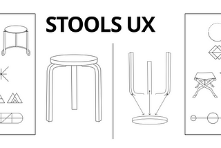 Stools illustration in a style of a furniture assembling manual.
