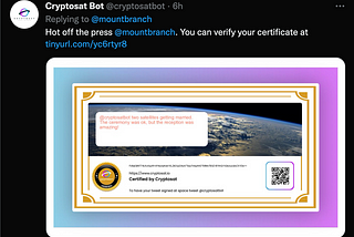 (Cryptosat digital certificate)