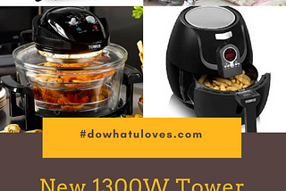 New 1300W Tower Airwave Low Fat Air Fryer 17 litre Capacity 5L extender ring.