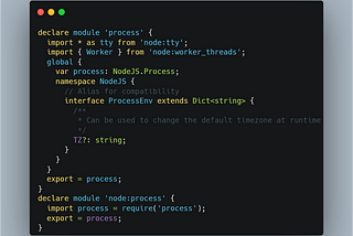 Type process.env in a Node.js or a Vite project