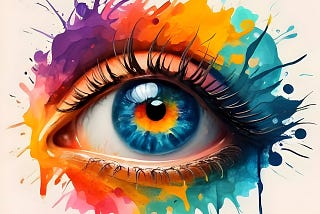 Woman’s eye in rainbow colors shedding rainbow colored-tears