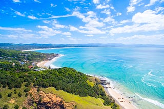 Beautiful surfing waves in Byron Bay Australia