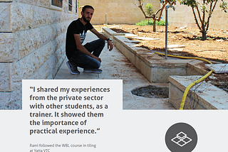 Rami went from student to trainer after following a work-based learning in tiling