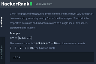 Mini-Max Sum HackerRank JavaScript Solution