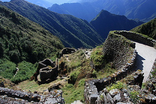 Puyupatamarca ruins on the inca trail, Cusco, Peru