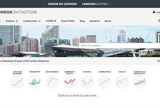 A screenshot from data.london.gov.uk showing the home page