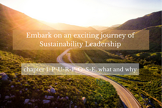 Embark on an exciting journey of Sustainability Leadership | chapter 1: PURPOSE, what and why