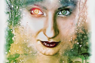 a water colour style image of a woman’s face and nature merged.