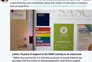 More Than One Way to Support Survivors at UBC: Cutting SASC Limits Options