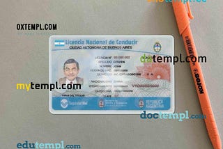 Argentina Buenos Aires driving license editable PSD files, scan look and photo-realistic look, 2 in…